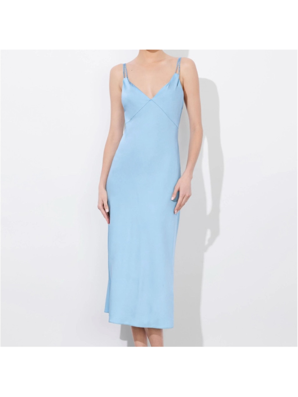 Alice + Olivia Kiro Midi Slip Dress, Mineral Blue - Picture 5 of 10